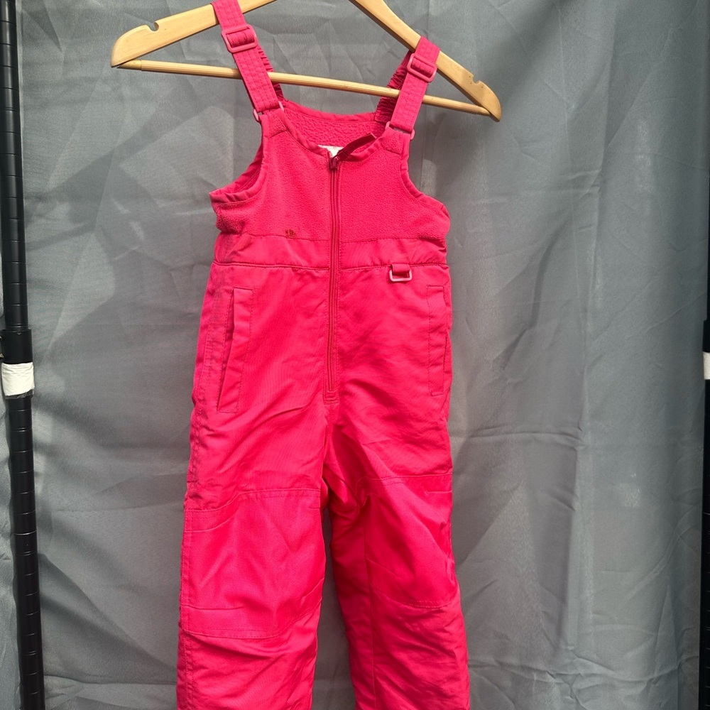 Kids Pink Snow Bib Overalls 3T